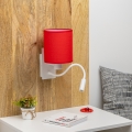 Brilagi - LED fleksibilna zidna lampa NUBILA 1xE27/25W/230V + LED/3W bela/crvena