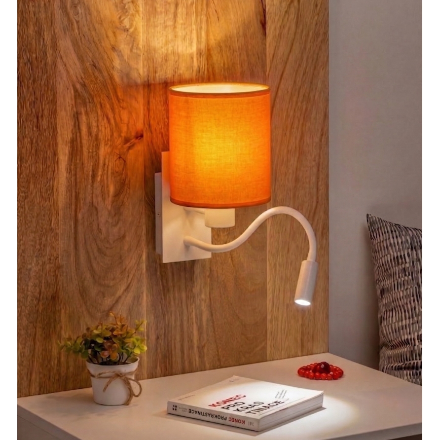 Brilagi - LED fleksibilna zidna lampa NUBILA 1xE27/25W/230V + LED/3W bela/narandžasta
