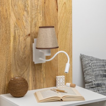 Brilagi - LED fleksibilna zidna lampa NUBILA 1xE27/25W/230V + LED/3W bela/smeđa