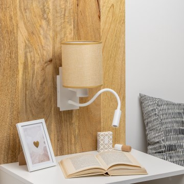 Brilagi - LED fleksibilna zidna lampa NUBILA 1xE27/25W/230V + LED/3W bela/svetlo braon