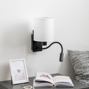 Brilagi - LED fleksibilna zidna lampa NUBILA 1xE27/25W/230V + LED/3W crna/bela
