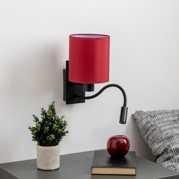 Brilagi - LED fleksibilna zidna lampa NUBILA 1xE27/25W/230V + LED/3W crna/pompejska crvena
