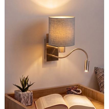 Brilagi - LED fleksibilna zidna lampa NUBILA 1xE27/25W/230V + LED/3W mat hrom/svetlosiva