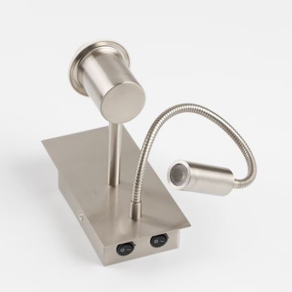 Brilagi - LED fleksibilna zidna lampa NUBILA 1xE27/25W/230V + LED/3W matni hrom/žuta