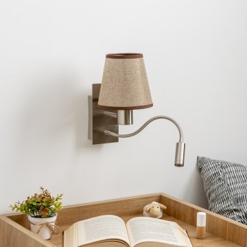 Brilagi - LED fleksibilna zidna lampa NUBILA 1xE27/25W/230V + LED/3W mat hrom/braon