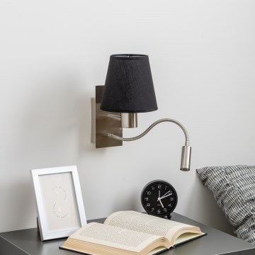 Brilagi - LED fleksibilna zidna lampa NUBILA 1xE27/25W/230V + LED/3W mat hrom/crna