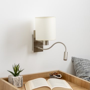 Brilagi - LED fleksibilna zidna lampa NUBILA 1xE27/25W/230V + LED/3W mat hrom/krem