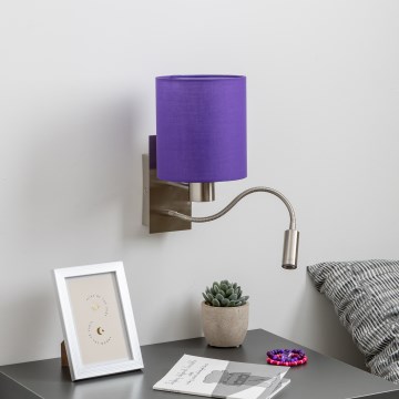 Brilagi - LED fleksibilna zidna lampa NUBILA 1xE27/25W/230V + LED/3W mat hrom/ljubičasta