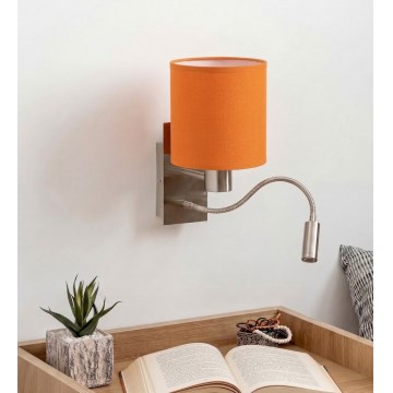 Brilagi - LED fleksibilna zidna lampa NUBILA 1xE27/25W/230V + LED/3W mat hrom/narandžasta
