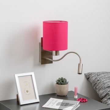 Brilagi - LED fleksibilna zidna lampa NUBILA 1xE27/25W/230V + LED/3W mat hrom/ružičasta