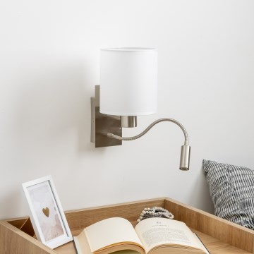 Brilagi - LED fleksibilna zidna lampa NUBILA 1xE27/25W/230V + LED/3W matni hrom/bela