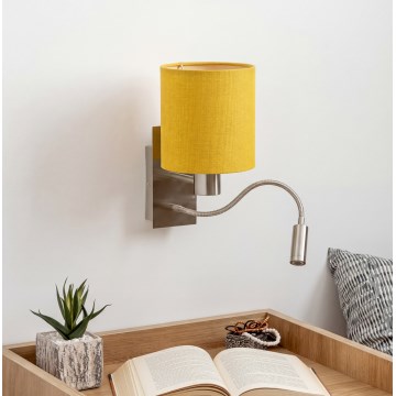 Brilagi - LED fleksibilna zidna lampa NUBILA 1xE27/25W/230V + LED/3W matni hrom/žuta