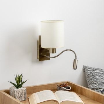 Brilagi - LED fleksibilna zidna lampa NUBILA 1xE27/25W/230V + LED/3W mesing/krem