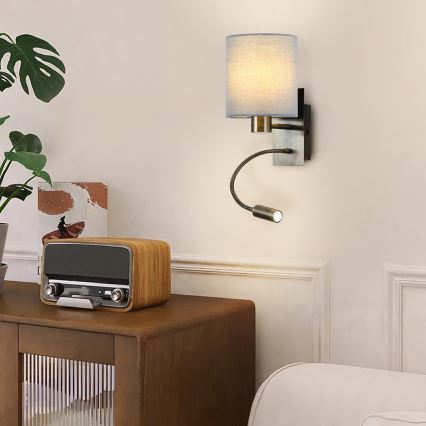 Brilagi - LED fleksibilna zidna lampa NUBILA 1xE27/25W/230V + LED/3W mesing/krem