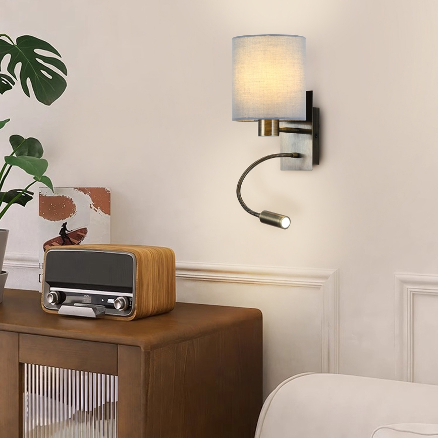 Brilagi - LED fleksibilna zidna lampa NUBILA 1xE27/25W/230V + LED/3W mesing/krem