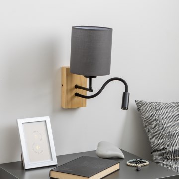 Brilagi - LED fleksibilna zidna lampa NUBILA WOOD 1xE27/25W/230V + LED/3W hrast/antracit
