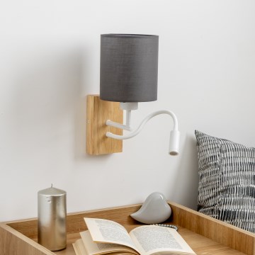 Brilagi - LED fleksibilna zidna lampa NUBILA WOOD 1xE27/25W/230V + LED/3W hrast/antracit