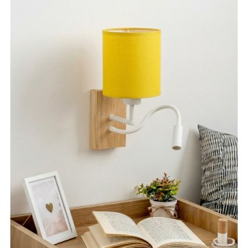 Brilagi - LED fleksibilna zidna lampa NUBILA WOOD 1xE27/25W/230V + LED/3W hrast/bela/žuta