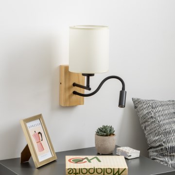 Brilagi - LED fleksibilna zidna lampa NUBILA WOOD 1xE27/25W/230V + LED/3W hrast/crna/krem