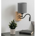 Brilagi - LED fleksibilna zidna lampa NUBILA WOOD 1xE27/25W/230V + LED/3W hrast/crna/svetlosiva