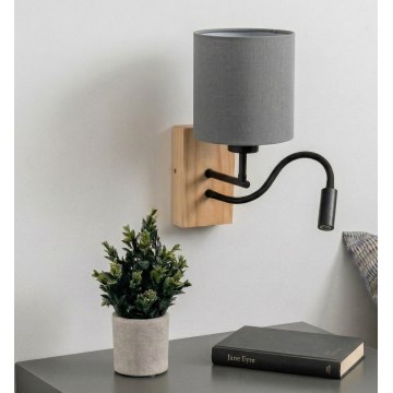 Brilagi - LED fleksibilna zidna lampa NUBILA WOOD 1xE27/25W/230V + LED/3W hrast/crna/svetlosiva