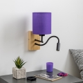Brilagi - LED fleksibilna zidna lampa NUBILA WOOD 1xE27/25W/230V + LED/3W hrast/ljubičasta