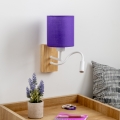 Brilagi - LED fleksibilna zidna lampa NUBILA WOOD 1xE27/25W/230V + LED/3W hrast/ljubičasta