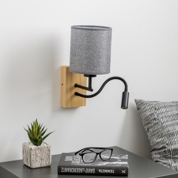 Brilagi - LED fleksibilna zidna lampa NUBILA WOOD 1xE27/25W/230V + LED/3W hrast/siva