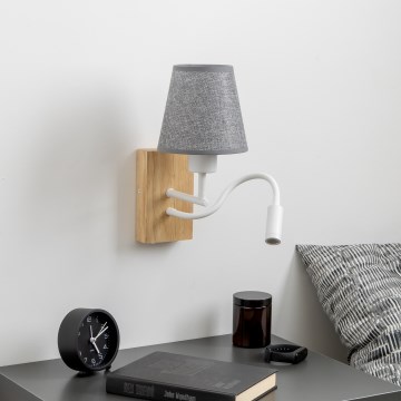 Brilagi - LED fleksibilna zidna lampa NUBILA WOOD 1xE27/25W/230V + LED/3W hrast/siva