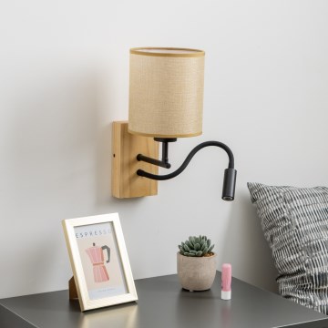 Brilagi - LED fleksibilna zidna lampa NUBILA WOOD 1xE27/25W/230V + LED/3W hrast/svetlo braon