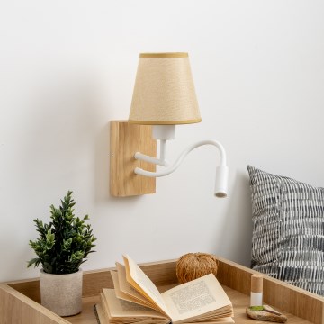 Brilagi - LED fleksibilna zidna lampa NUBILA WOOD 1xE27/25W/230V + LED/3W hrast/svetlo braon