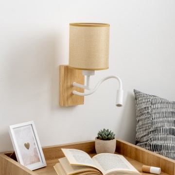 Brilagi - LED fleksibilna zidna lampa NUBILA WOOD 1xE27/25W/230V + LED/3W hrast/svetlo braon