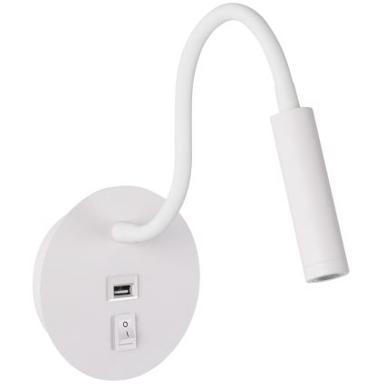 Brilagi - LED fleksibilna zidna lampa sa USB portom MAYA LED/3W/230V 4000K bela