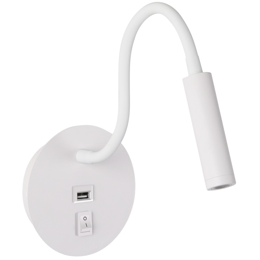 Brilagi - LED fleksibilna zidna lampa sa USB portom MAYA LED/3W/230V 4000K bela