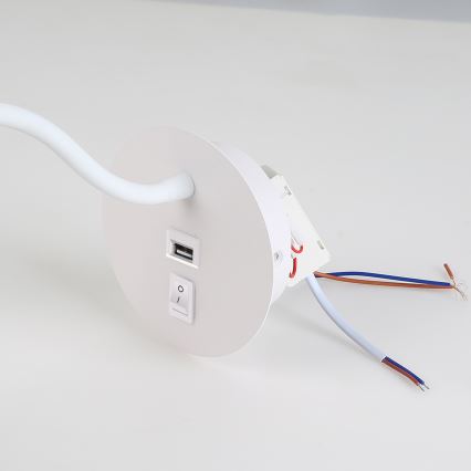 Brilagi - LED fleksibilna zidna lampa sa USB portom MAYA LED/3W/230V 4000K bela