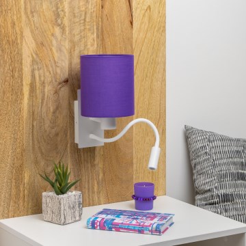 Brilagi - LED fleksibilna zidna svetiljka NUBILA 1xE27/25W/230V + LED/3W, bela/ljubičasta