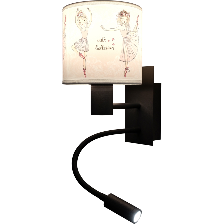 BRILAGI - LED Dečija fleksibilna zidna lampa BOBO 1xE27/25W/230V + LED/3W crna/bela/ružičasta/s motivom balerina