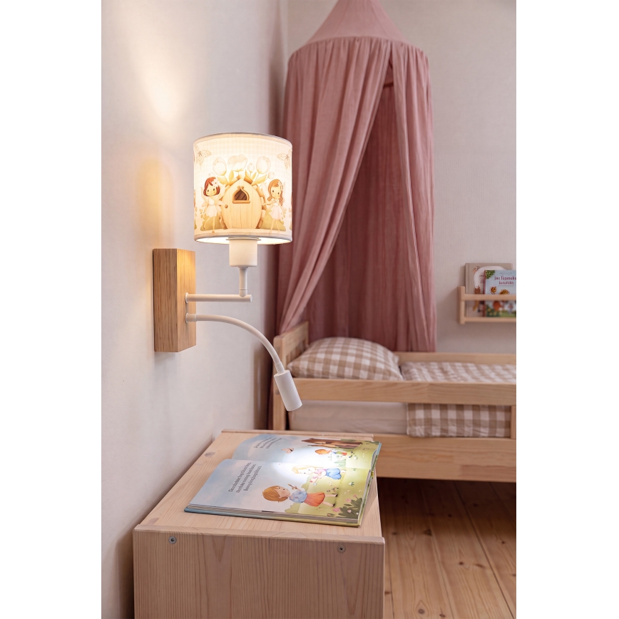 BRILAGI - LED dečija fleksibilna zidna lampa BOBO WOOD 1xE27/25W/230V + LED/3W hrast/bela/ružičasta/vile