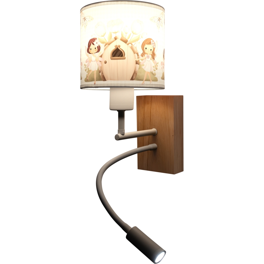 BRILAGI - LED dečija fleksibilna zidna lampa BOBO WOOD 1xE27/25W/230V + LED/3W hrast/bela/ružičasta/vile