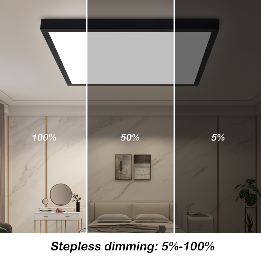 Brilagi - LED prigušiva stropno svetlo za kupatilo FRAME SMART LED/50W/230V 60x60 cm 3000-6000K IP44 crna + daljinski upravljač