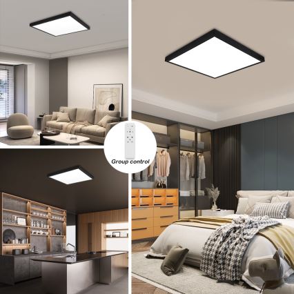 Brilagi - LED prigušiva stropno svetlo za kupatilo FRAME SMART LED/50W/230V 60x60 cm 3000-6000K IP44 crna + daljinski upravljač