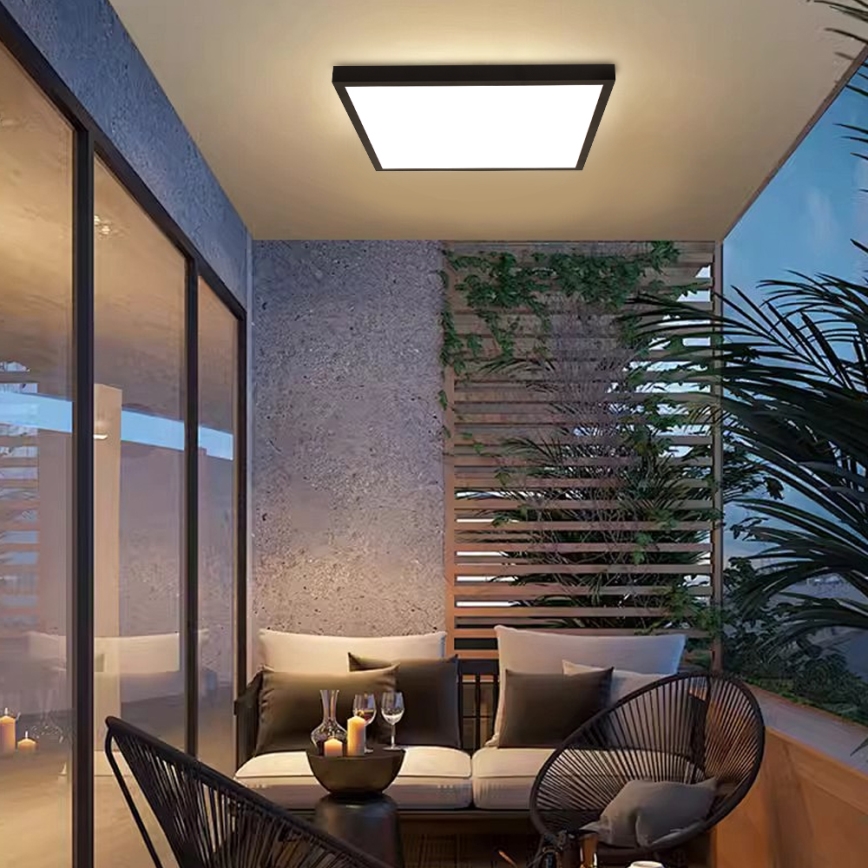 Brilagi - LED prigušiva stropno svetlo za kupatilo FRAME SMART LED/50W/230V 60x60 cm 3000-6000K IP44 crna + daljinski upravljač