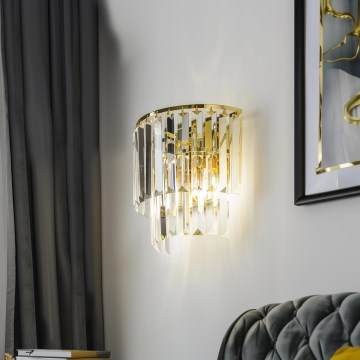 Brilagi - LED kristalna zidna lampa MOZART 2xE14/40W/230V zlatna