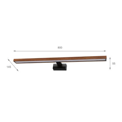 BRILAGI - LED osvetljenje za kupatilsko ogledalo 3u1 WOODY MIRROR LED/15W/230V 80 cm IP44 crna/hrast trešnja