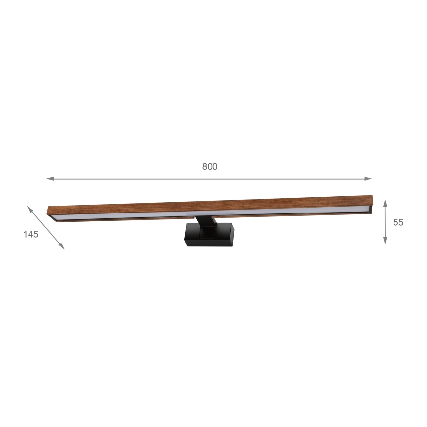BRILAGI - LED osvetljenje za kupatilsko ogledalo 3u1 WOODY MIRROR LED/15W/230V 80 cm IP44 crna/hrast trešnja