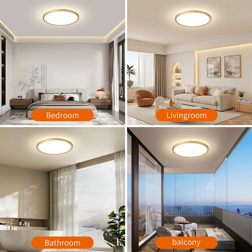 Brilagi - LED kupatilsko stropno svetlo ULTRA SLIM LED/24W/230V Ø 42 cm zlatno IP54