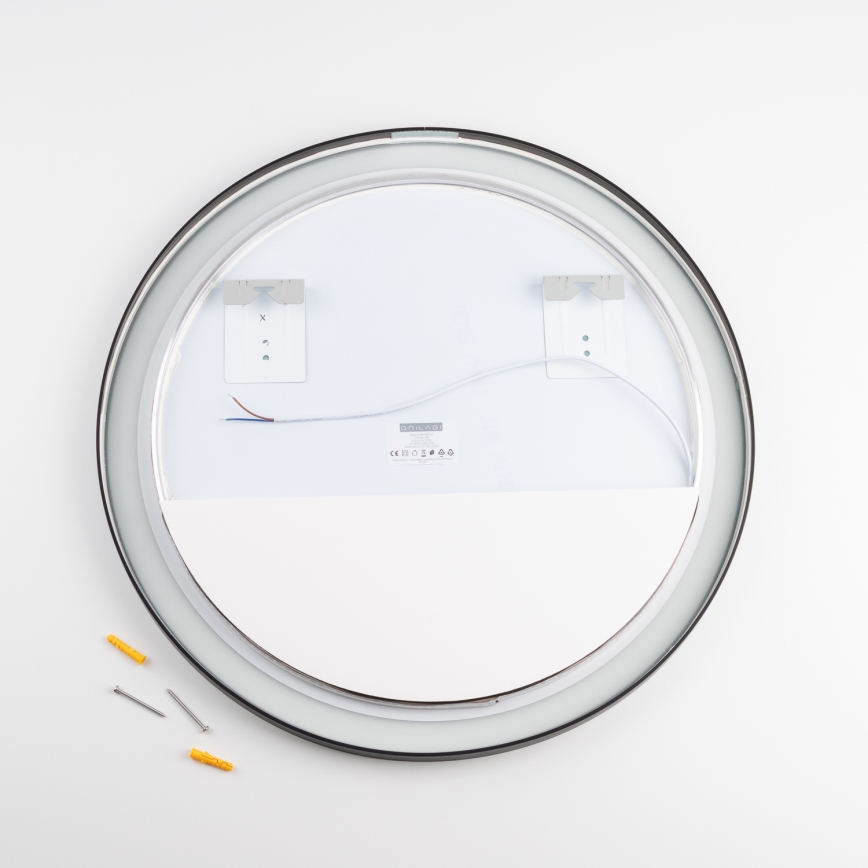 Brilagi - LED kupatilsko ogledalo ASTI LED/19W/230V prečnik 60 cm crno IP44 CRI 90 prigušiva + CCT