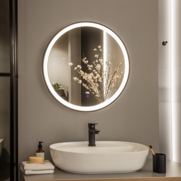 Brilagi - LED kupatilsko ogledalo ASTI LED/19W/230V prečnik 60 cm crno IP44 CRI 90 prigušiva + CCT