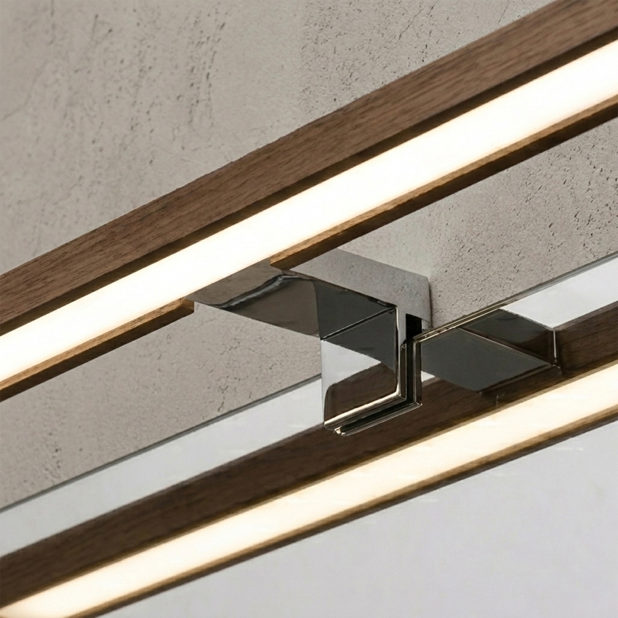 BRILAGI - LED kupatilsko osvetljenje za ogledalo 3u1 WOODY MIRROR LED/12W/230V 60 cm IP44 sjajni hrom/hrast-orah