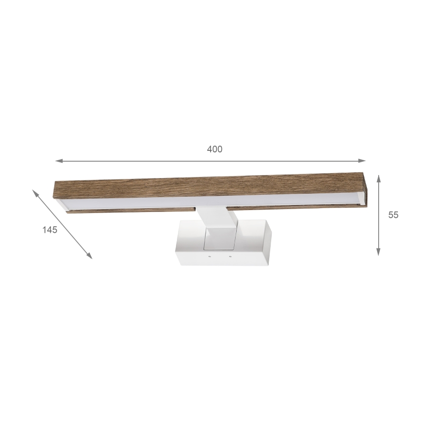 BRILAGI - LED osvetljenje za kupatilsko ogledalo 3 u 1 WOODY MIRROR LED/8W/230V 40 cm IP44 bela/hrast